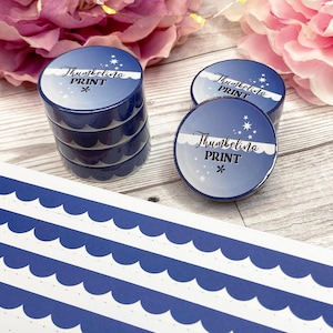 Marineblauwe geschulpte washitape | Decoratieve en functionele planning | Decoratieve tape | Papiertape | Sint-jakobsschelpen | Donkerblauw
