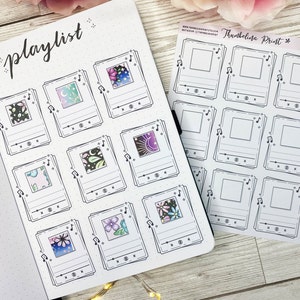 Adesivos para playlist com espaço para washi | Planejamento decorativo e funcional | Adesivos musicais | Diário | Página de notas | Rastreador de músicas