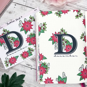 December bloemen eerste titelpagina plannerstickers | Decoratieve en functionele planning | Bulletjournaal | TN | Decoratieve titelpagina