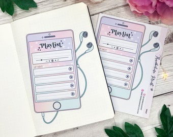 Phone/Music Playlist Tracker Sticker | Decorative & Functional Planning | Pastel Candy Colour Palette | Bullet Journal | Notes Page | Songs