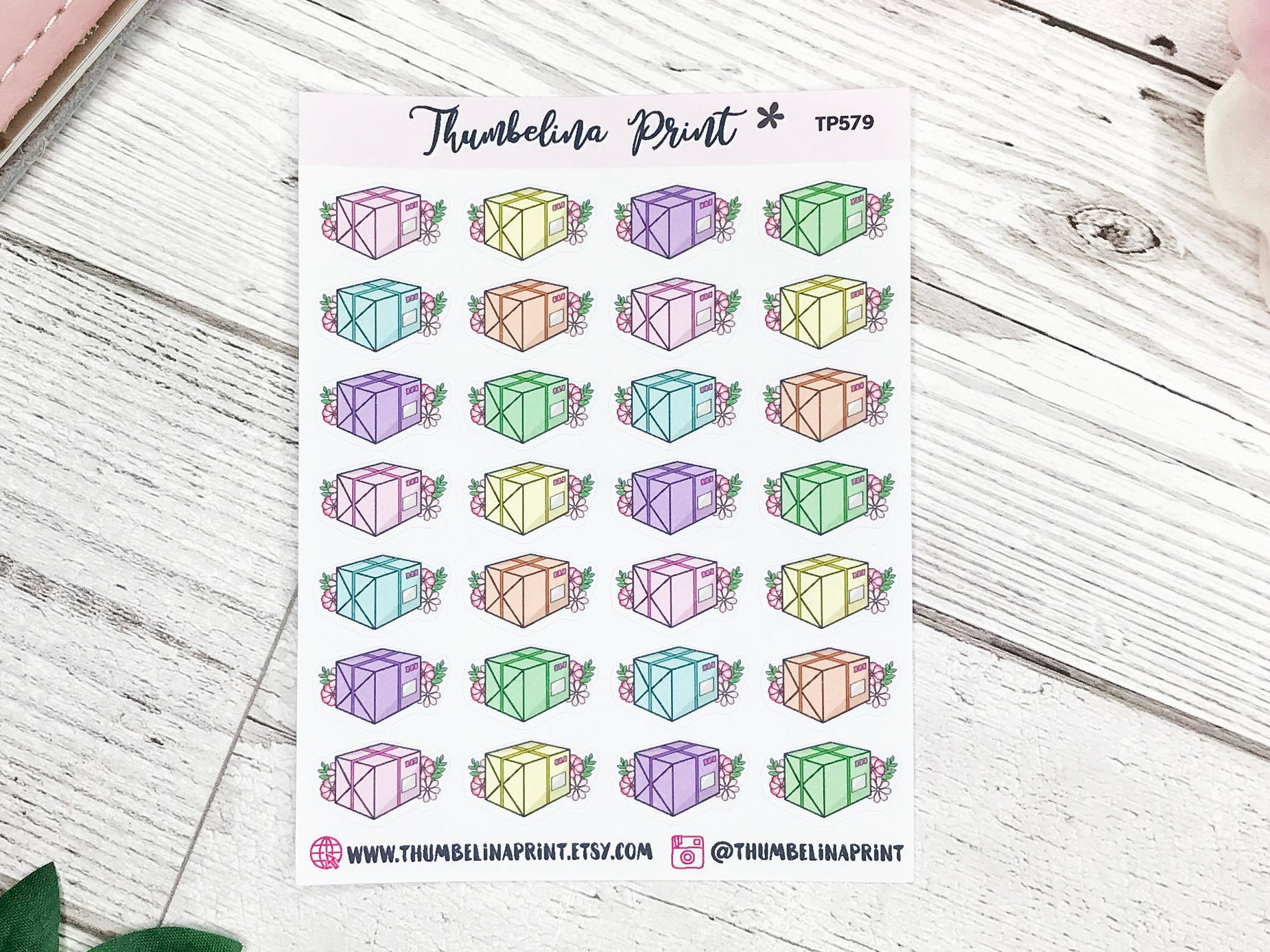 Parcel With Flowers Icon Planner Stickers | Decorative & Functional ...