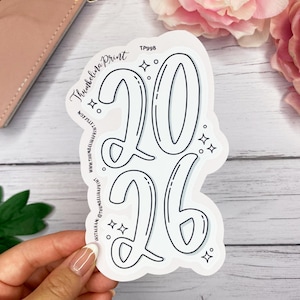 Stacked '2026' Script Title Planner Stickers | Decorative & Functional Planning | Journal Sticker | Script Sticker | Year Header