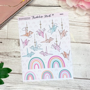 Rainbow Crane Decorative Stickers | Decorative & Functional Planning | Stickers | Bullet Journal Theme | Decorative Stickers