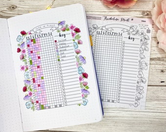 Floral Year In Pixels Large Planner Sticker | Journal | Decorative & Functional Planning | Tracker | Yearly Tracker | Year In Pixels