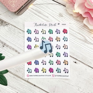 Muzieknoot planner stickers | Decoratieve en functionele planning | Muziekles | Concert | Optreden | Festival | Pictogramstickers | Minipictogrammen