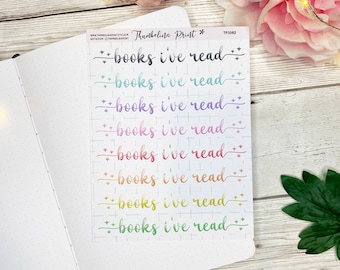 Books I've Read Script Planner Stickers | Decorative & Functional Planning | Journal Stickers | Script Stickers | Title Stickers | Headers