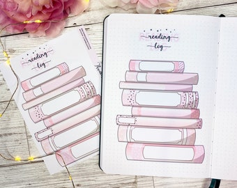 Dusky Pink Book Stack Reading Log Sticker | Decorative & Functional Planner | Reading Journal | Book Log | Reading Tracker