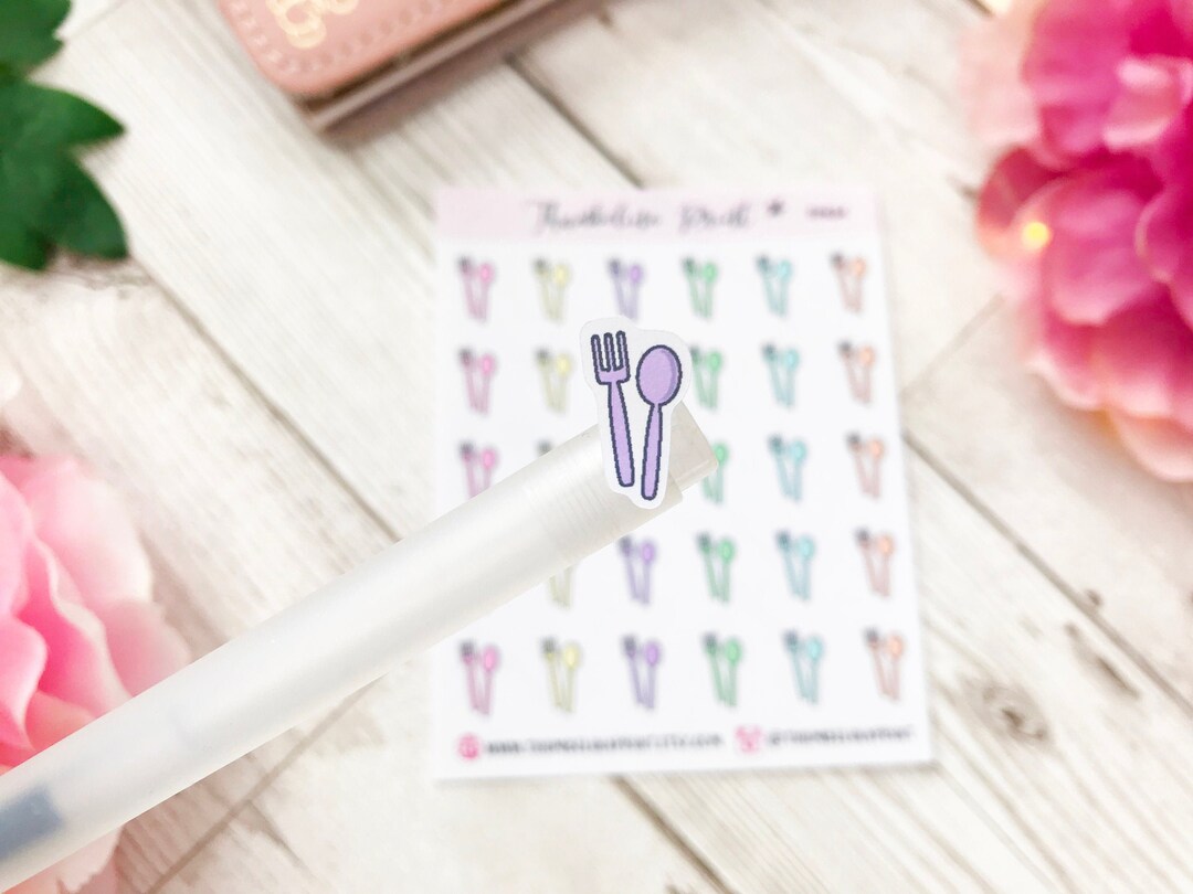 Spoon Inside Sticker Cutlery Planner Stickers | Decorative & Functional Planning | Eating ...