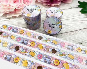 Tea And Biscuits Holographic Foil Washi Tape | Decorative & Functional Planning | Decorative Tape | Paper Tape | Tea | British Biscuits