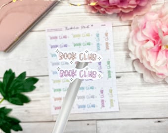 Book Club Pastel Script Stickers | Decorative & Functional Planning | Journal Stickers | Script Stickers | Pastel Scripts