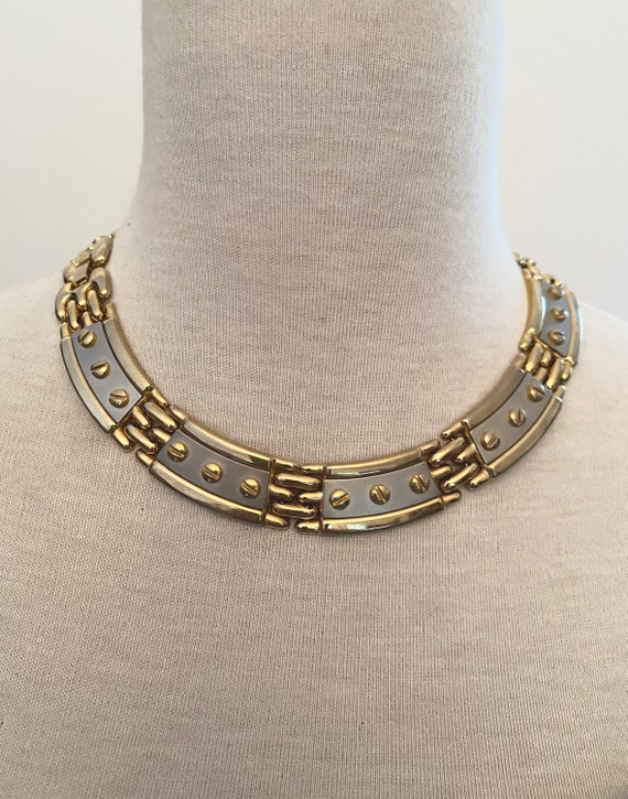 Gold and Silver Toned 80s Statement Choker - image 4