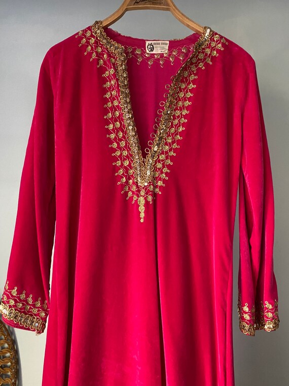 Vintage 60’s Pink & Gold Velvet Moroccan Kaftan