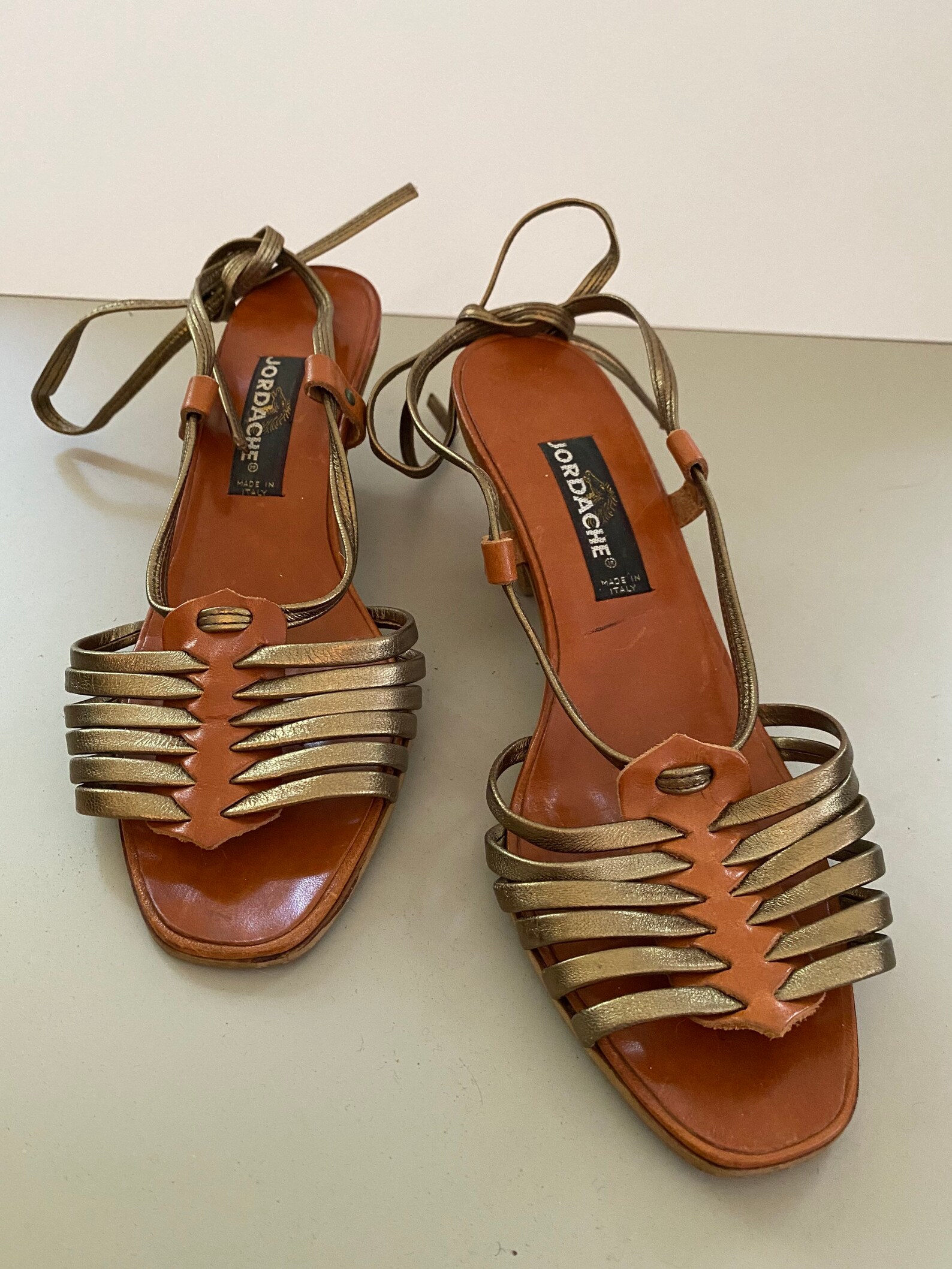 Vintage Jordache Strappy Tan Heeled Sandals - Etsy