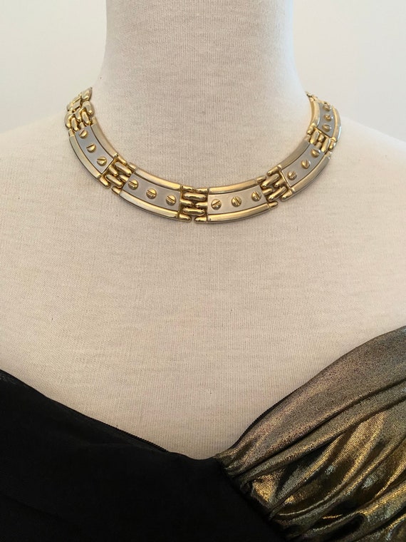 Gold and Silver Toned 80s Statement Choker - image 2