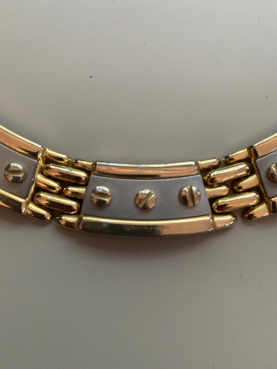 Gold and Silver Toned 80s Statement Choker - image 3