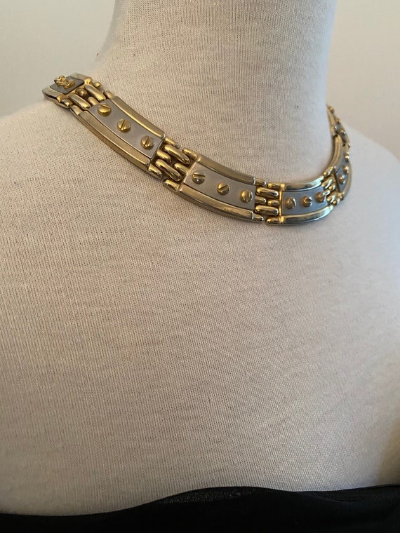 Gold and Silver Toned 80s Statement Choker - image 6