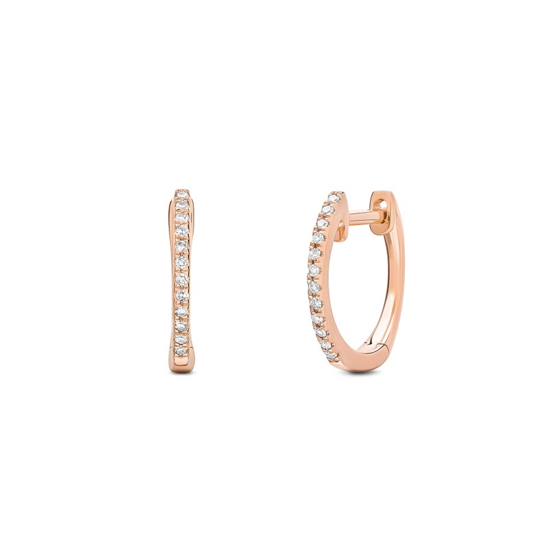 Diamond Pave Hoops/Tiny Hoop Earrings/Minimal Diamond Etsy