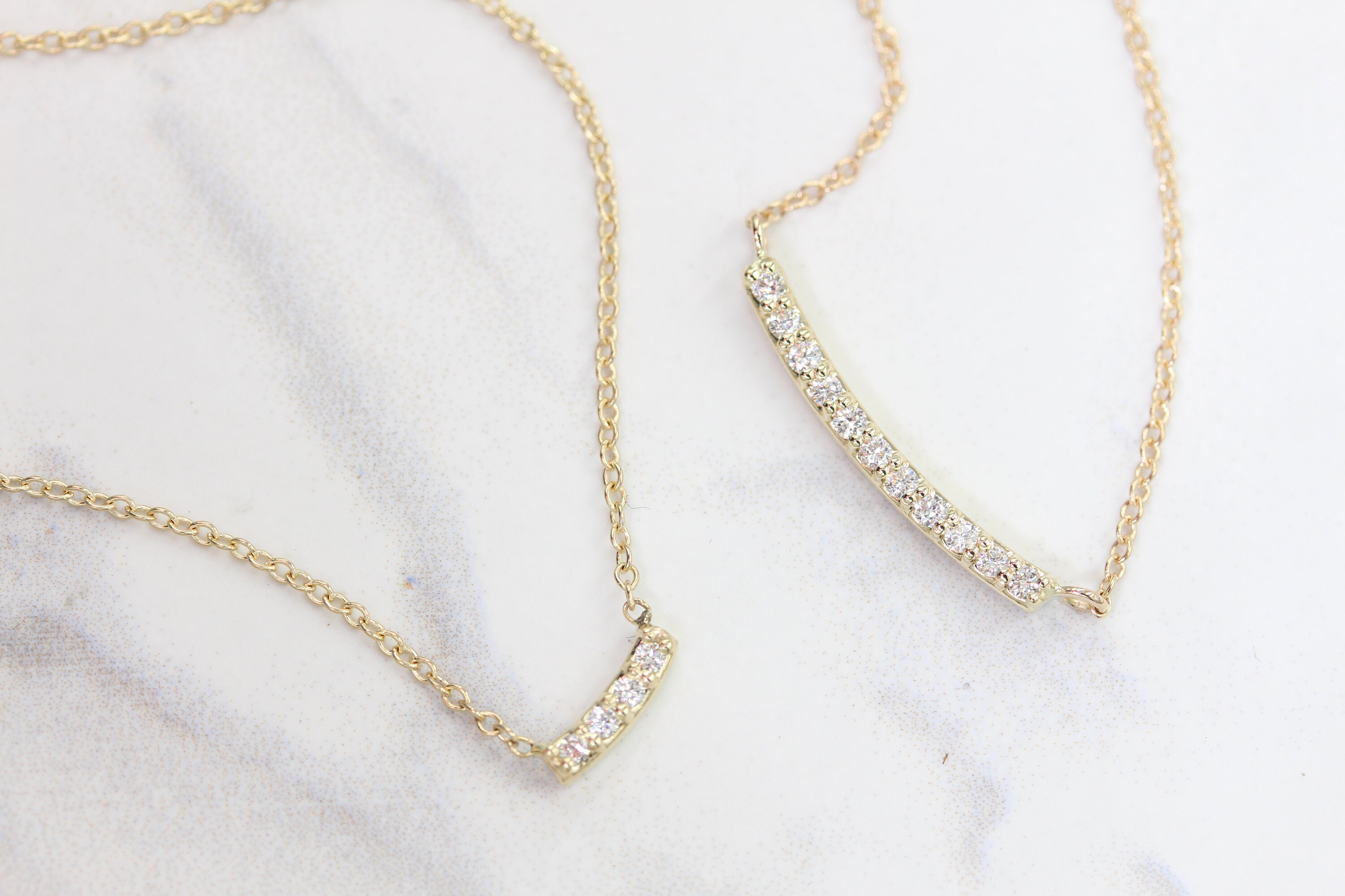 14k solid gold diamond necklace bar necklace diamond bar