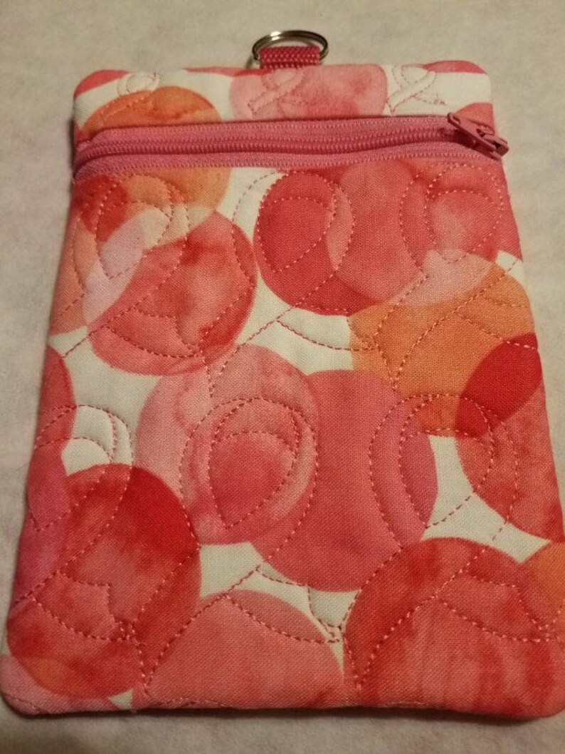 Ribbon Quilted Zipper Bag; mini wallet for walker or crutches; receipt organizer; quick travel tote; quick gift bag