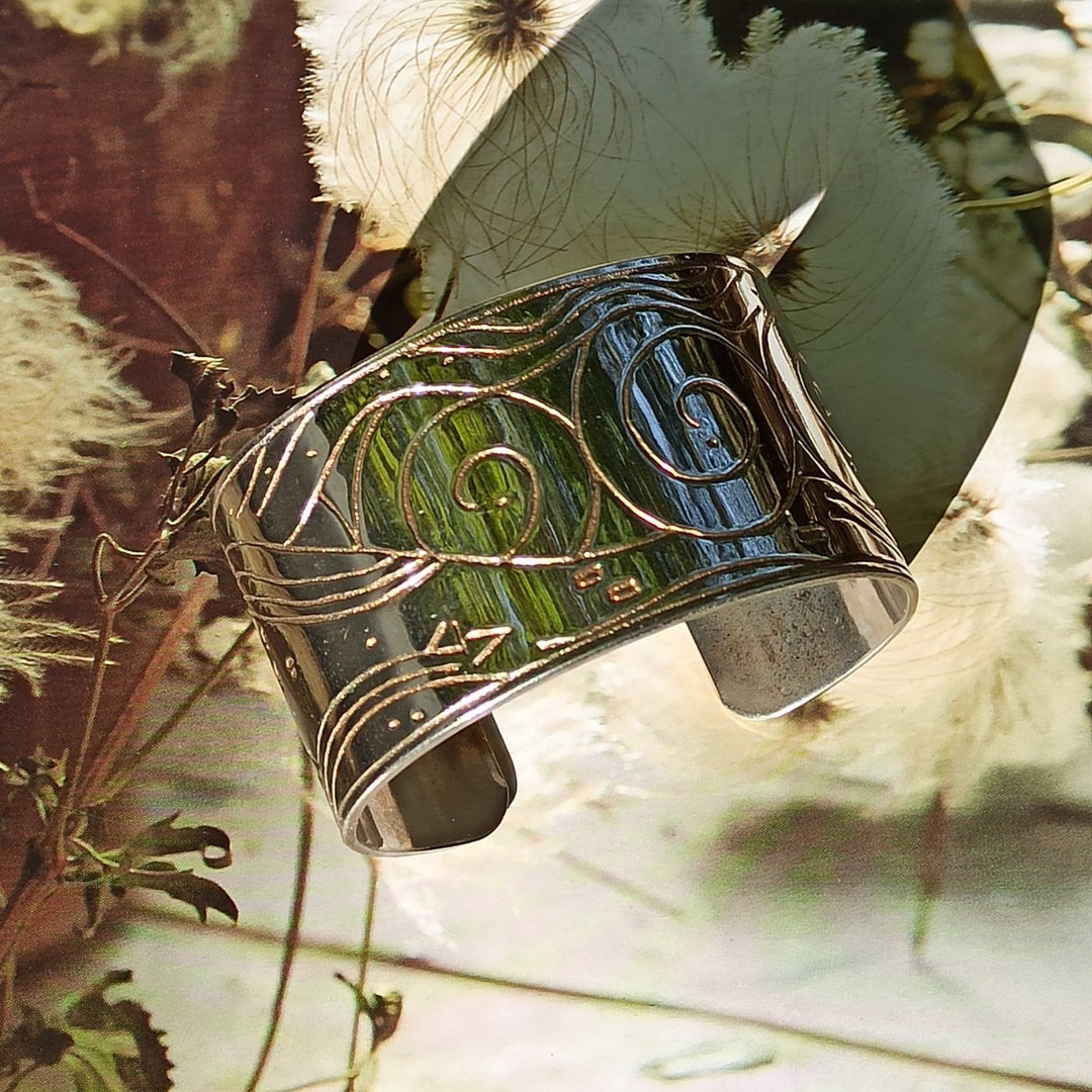 Bracelet Manchette Vintage Signé MAROUSSIA - Argenté - Occasion - Style Années 70/80