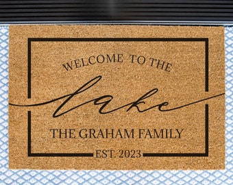 Welcome To The Lake Personalized Doormat, Lake House Doormat, Lake Decor, Outdoor Welcome Mat, Custom Rug, Personalized Doormat