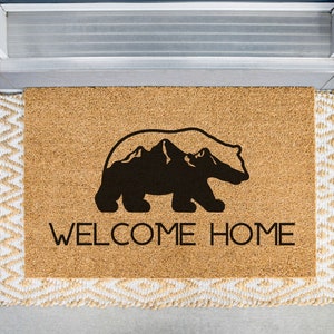 Bear Mountain Welcome Doormat, Bear Door Mat, Mountain Doormat, Welcome Home Mat, Cabin Doormat, Mountain Decor, Cute Doormat, Welcome Mat