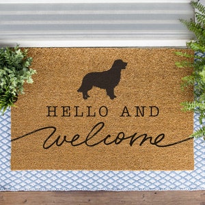 Funny Black Lab Dog Family Name Welcome Mat