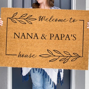 Welcome to Nana & Papa&#39;s House, Grandparent Welcome Door Mat, Personalized Door Mat, Grandparent Gift, Mother&#39;s Day Gift, Cute Doormat