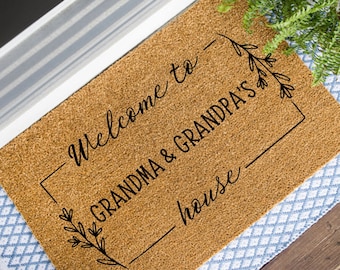 Welcome to Grandma & Grandpa's House, Grandparent Welcome Door Mat, Personalized Door Mat, Grandparent Gift, Mother's Day Gift, Cute Doormat