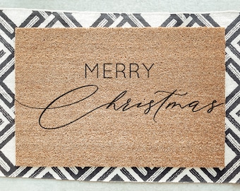 Merry Christmas Doormat / Classy Door Mat / Joyeux Noel / Holiday Doormat / Holiday Decor / Christmas Design / Christmas Gift / Hostess Gift