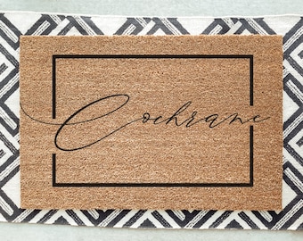 Custom Welcome Mat Housewarming Gift Closing Gift Bordered Custom Doormat Customized with Last Name Wedding Gift Classic Doormat