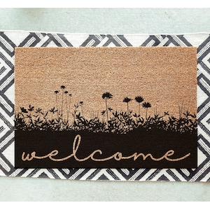 Willkommen Garten Frühling Fußmatte / Willkommen Matte / Türmatte / Housewarming / Hochzeit / Duschgeschenk / Blumen Fußmatte / Home Decor