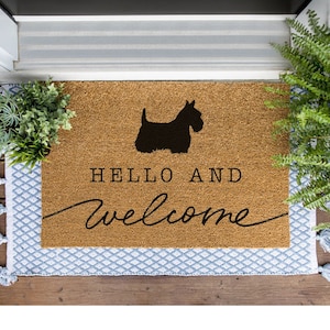 Scottish Terrier Welcome Mat, Scottie Doormat, Cute Dog Door Mat, Animal Front Doormat, Dog Breed Outdoor Rug, Dog Lover Gift, Custom Mat