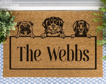 Custom Dog Last Name Welcome Mat, Personalized Dog Doormat, Dachshund Dog Gift, Animal Front Doormat, Dog Breed Outdoor Rug, Family Name Mat