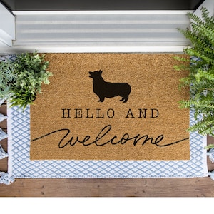 Pembroke Welsh Corgi Welcome Mat, Corgi Doormat, Cute Dog Door Mat, Animal Front Doormat, Dog Breed Outdoor Rug, Dog Lover Gift, Custom Mat