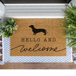 Dachshund Welcome Mat, Dachshund Doormat, Cute Dog Door Mat, Animal Front Doormat, Dog Breed Outdoor Rug, Dog Lover Gift, Custom Mat