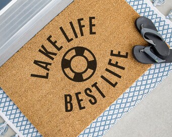 Felpudo Lake Life Best Life, Felpudo de bienvenida Lake Life, Decoración de verano, Felpudo para cabaña, Alfombra de exterior para casa de campo, Decoración para casa de lago, Felpudo bonito, Primavera