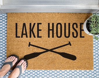 Felpudo para casa de lago, felpudo de bienvenida con forma de remo, decoración de verano, inauguración de casa, vida en la cabaña, decoración de cabaña, casa de vacaciones, canoa, kayak, decoración para casa de lago