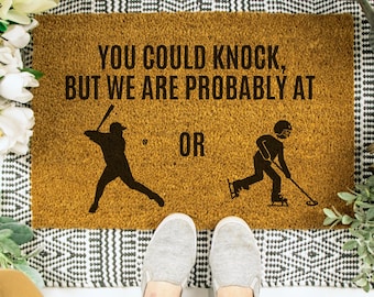 You Could Knock But We are Probably at Baseball or Ringette, Ringette Doormat, Baseball Doormat, Ringette Coach, Gift for Baseball Coach