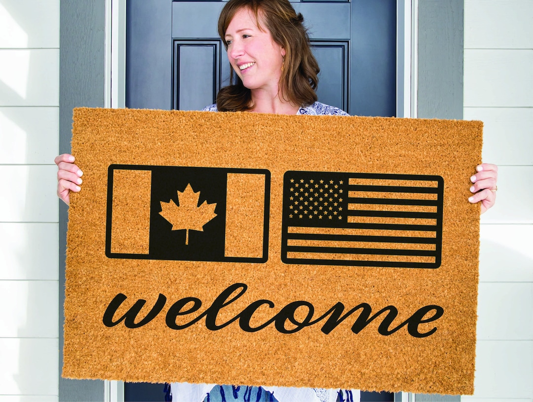 Flag Doormat, American Door Mat, Canadian Mat, Dual Citizen