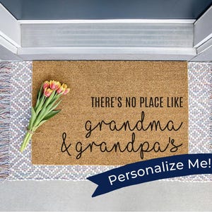 Grandparent Doormat, Grandma and Grandpa Welcome Mat, Personalized Door Mat, Grandparent Gift, Mother&#39;s Day Gift, Gift for Mom, Cute Doormat