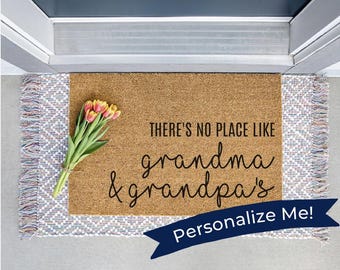 Grandparent Doormat, Grandma and Grandpa Welcome Mat, Personalized Door Mat, Grandparent Gift, Mother's Day Gift, Gift for Mom, Cute Doormat