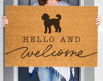 Labradoodle Doormat, Doodle Welcome Mat, Cute Dog Door Mat, Animal Front Doormat, Dog Breed Outdoor Rug, Dog Lover Gift, Custom Mat