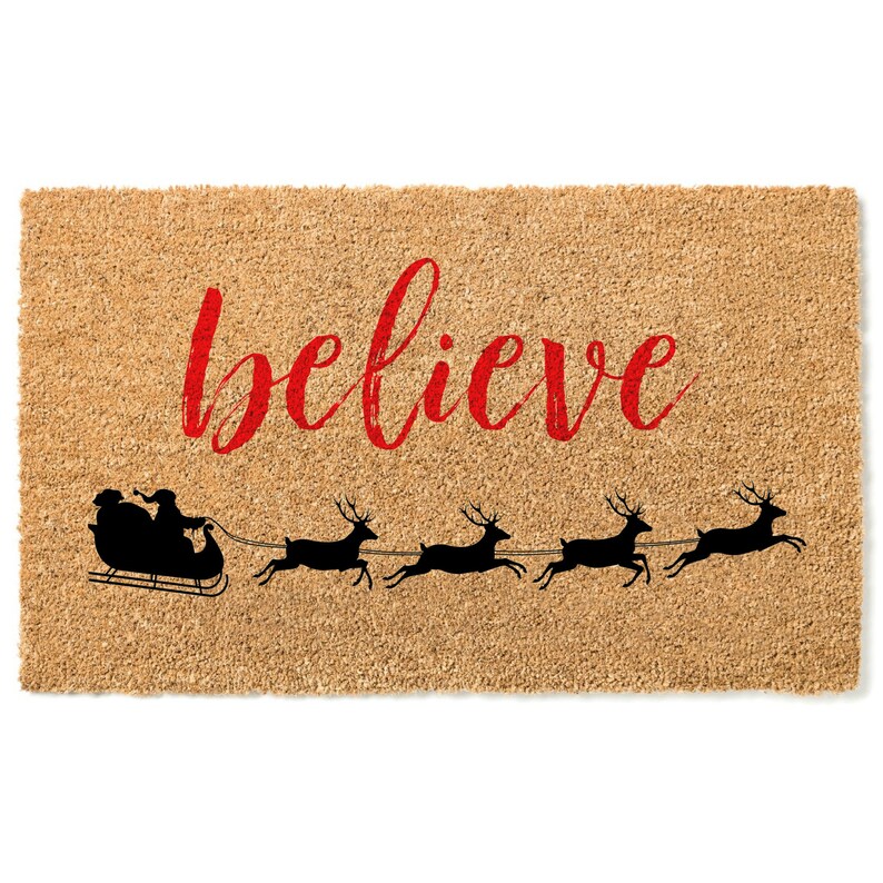 Believe Doormat / Christmas Door Mat / Holiday Doormat / Santa Etsy