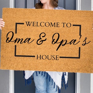 Grandparent Welcome Door Mat, Personalized Door Mat, Custom Coir Mat, Grandparent Gift, Mother&#39;s Day Gift, Gift for Mom, Cute Doormat