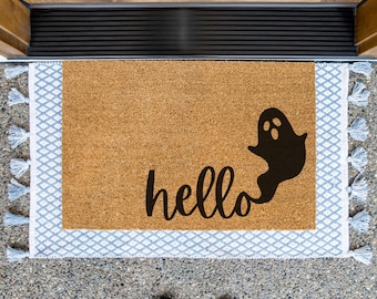 Felpudo de fantasma de Hello, felpudo de Halloween, decoración de Halloween, felpudo espeluznante, felpudo de fantasma lindo, felpudo divertido, felpudo aterrador