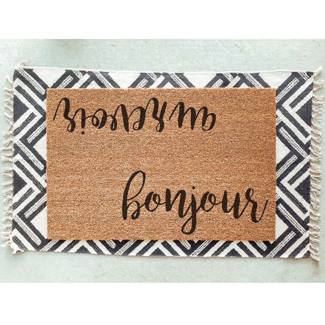 Bonjour Au Revoir Doormat / French Door Mat / En Francais