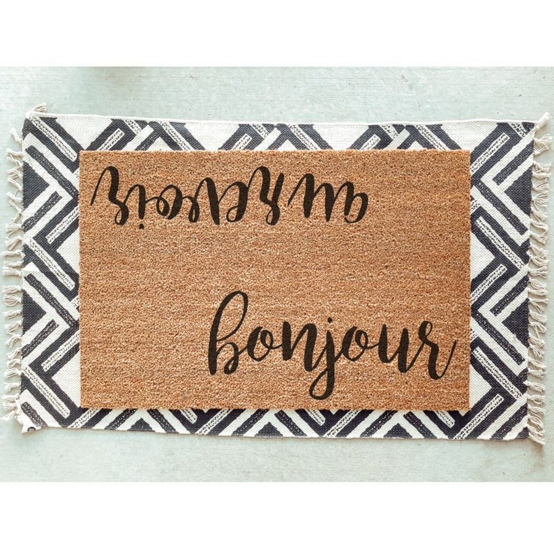 Bonjour Au Revoir Doormat / French Door Mat / En Francais / Etsy France