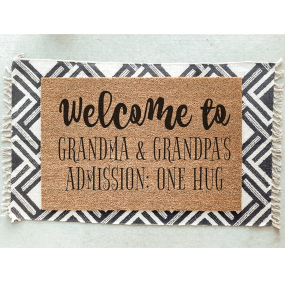 Theres No Place Like Grandma and Grandpas Mothers Day Funny Door Mat Welcome Mat Grandparent Gift Fathers Home Doormat
