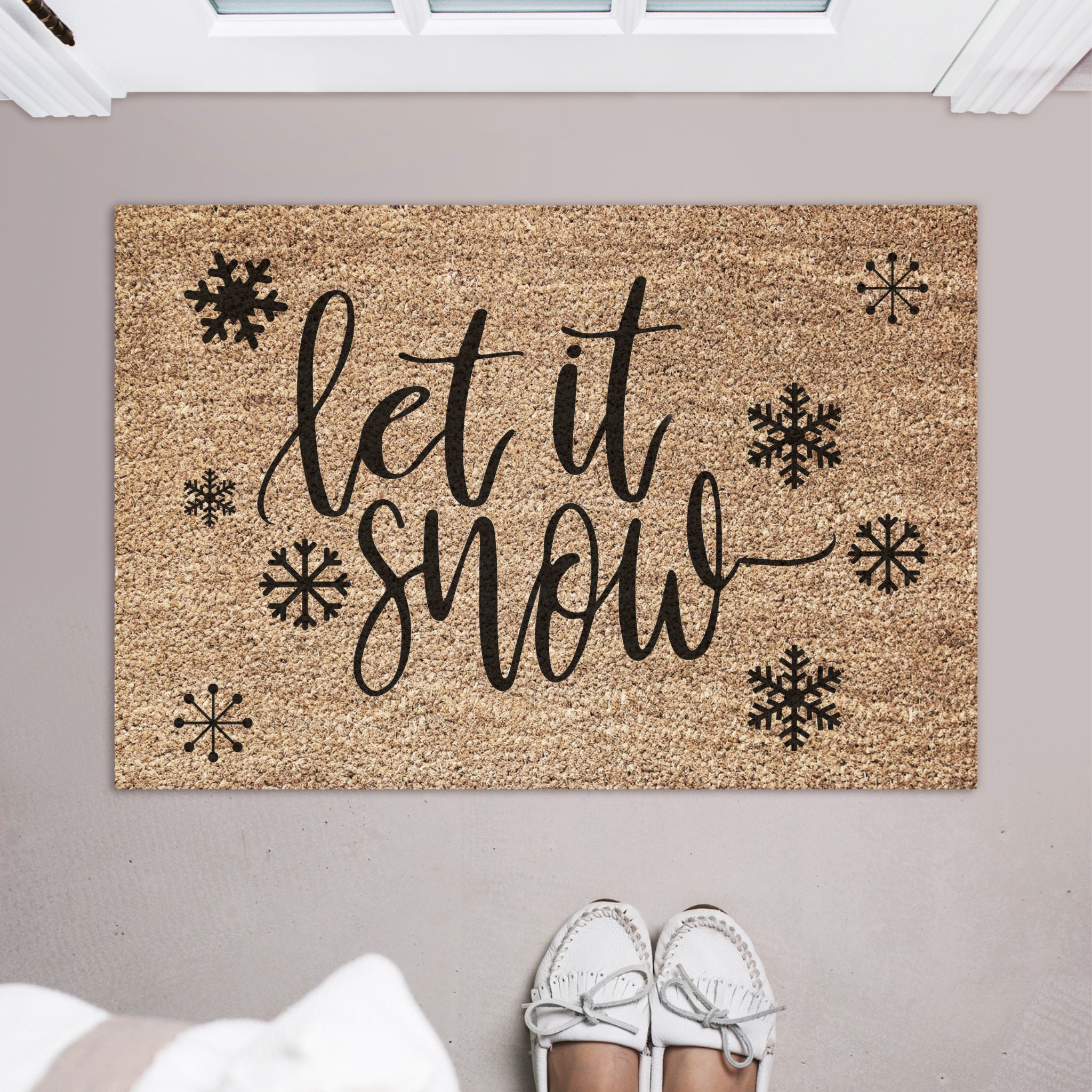 Let It Snow Christmas Door Mat, Indoor Mat, Creative Doormat, Non